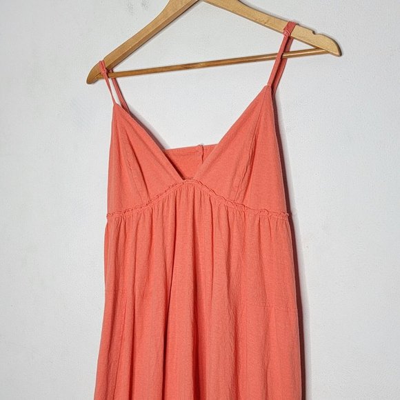 Free People Beach Medium Coral Pink Spaghetti Long Open Tie Back Straps Dress - Picture 3 of 5